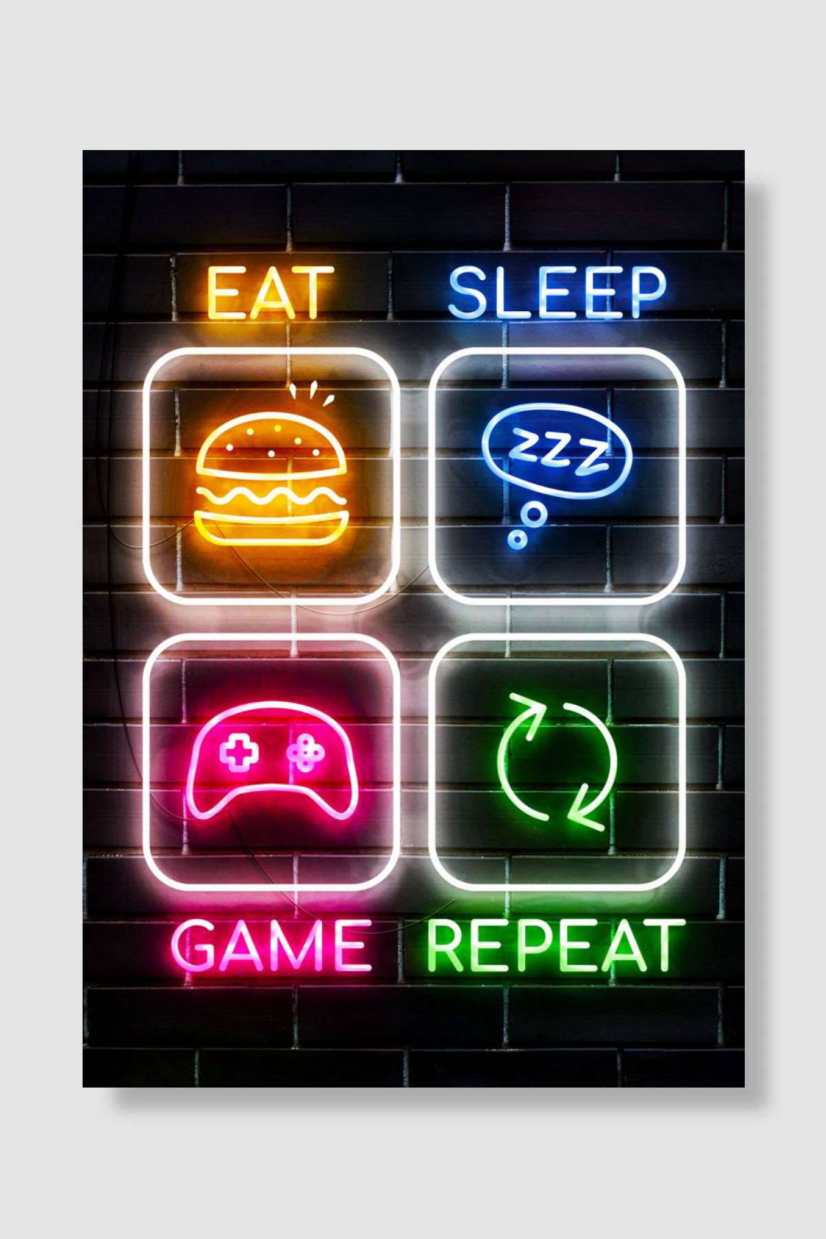 Eat Sleep Game Repeat 3 Oyun Poster Çerçevesiz Yüksek Kalite Oyun Afiş Duvar Poster