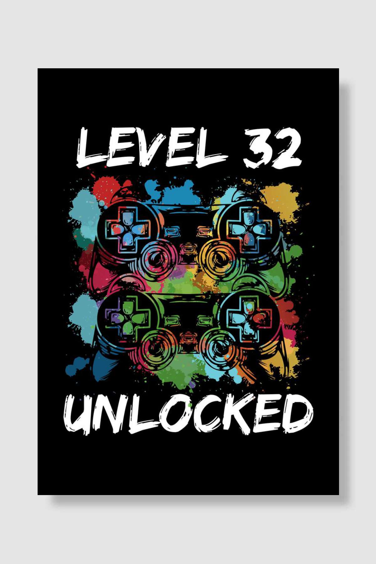 32 birthday gamer level Oyun Poster Çerçevesiz Yüksek Kalite Oyun Afiş Duvar Poster
