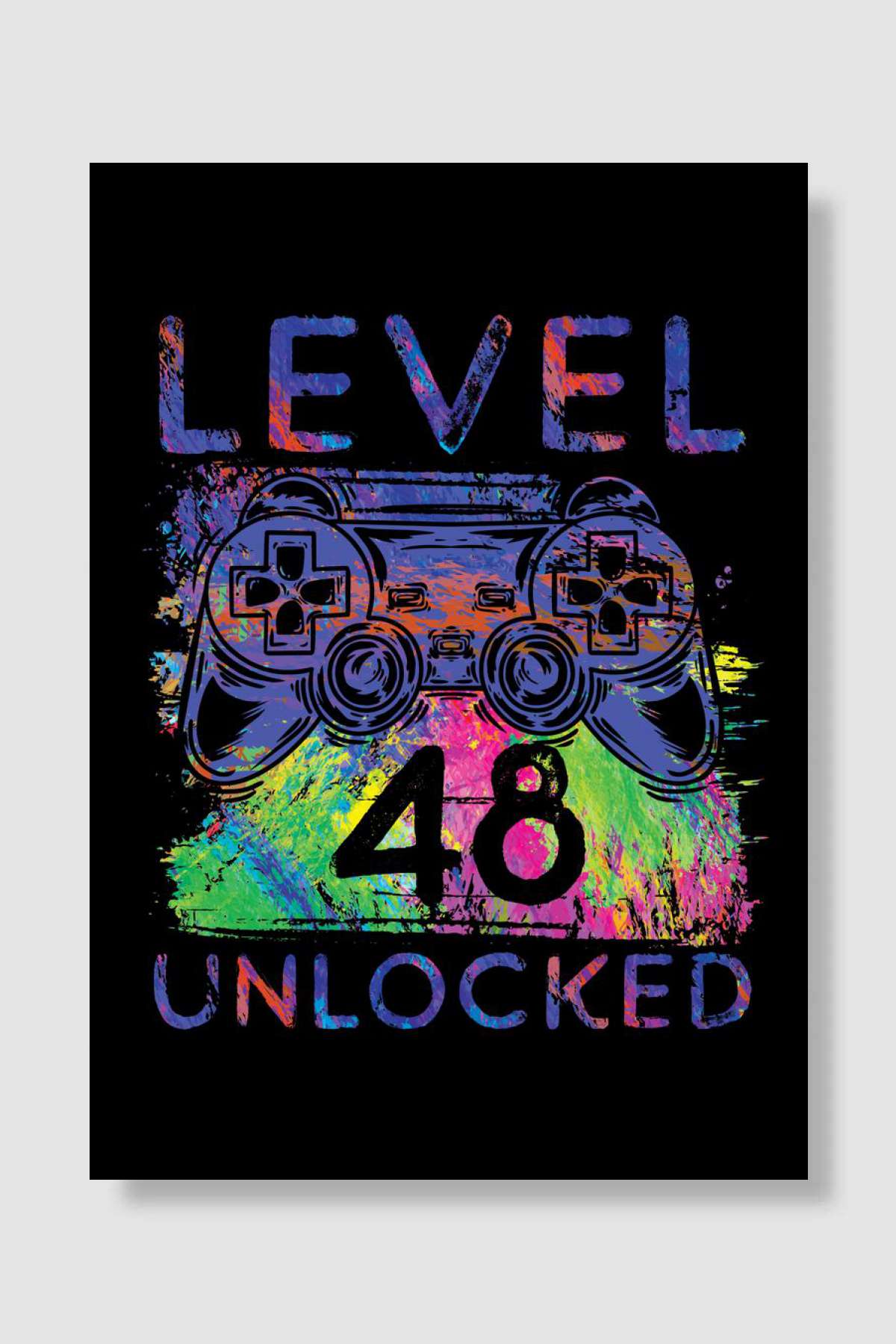 Colorful gamer level 48 Oyun Poster Çerçevesiz Yüksek Kalite Oyun Afiş Duvar Poster