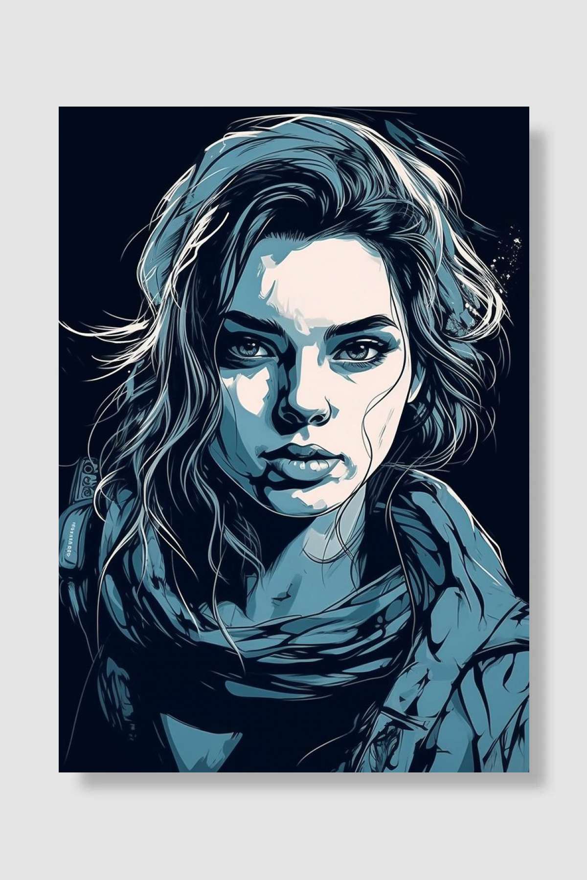 Cute Blue Girl Oyun Poster Çerçevesiz Yüksek Kalite Oyun Afiş Duvar Poster