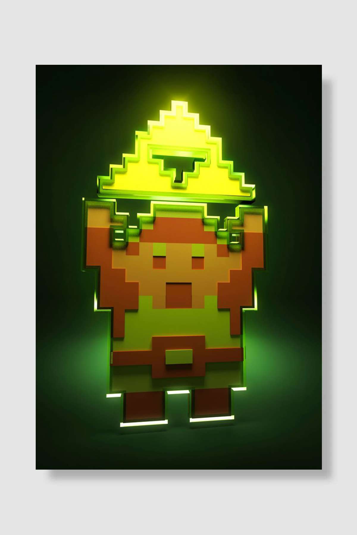 3D Classic Pixelated Link Oyun Poster Çerçevesiz Yüksek Kalite Oyun Afiş Duvar Poster