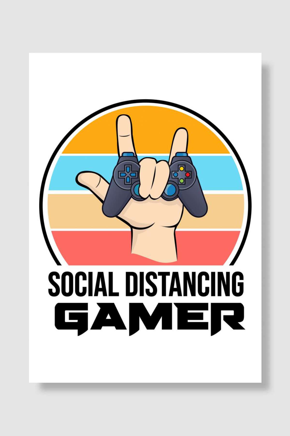 Social Distancing Gamer Oyun Poster Çerçevesiz Yüksek Kalite Oyun Afiş Duvar Poster