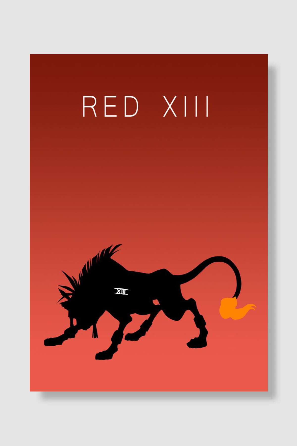 Minimalist Red XIII Oyun Poster Çerçevesiz Yüksek Kalite Oyun Afiş Duvar Poster