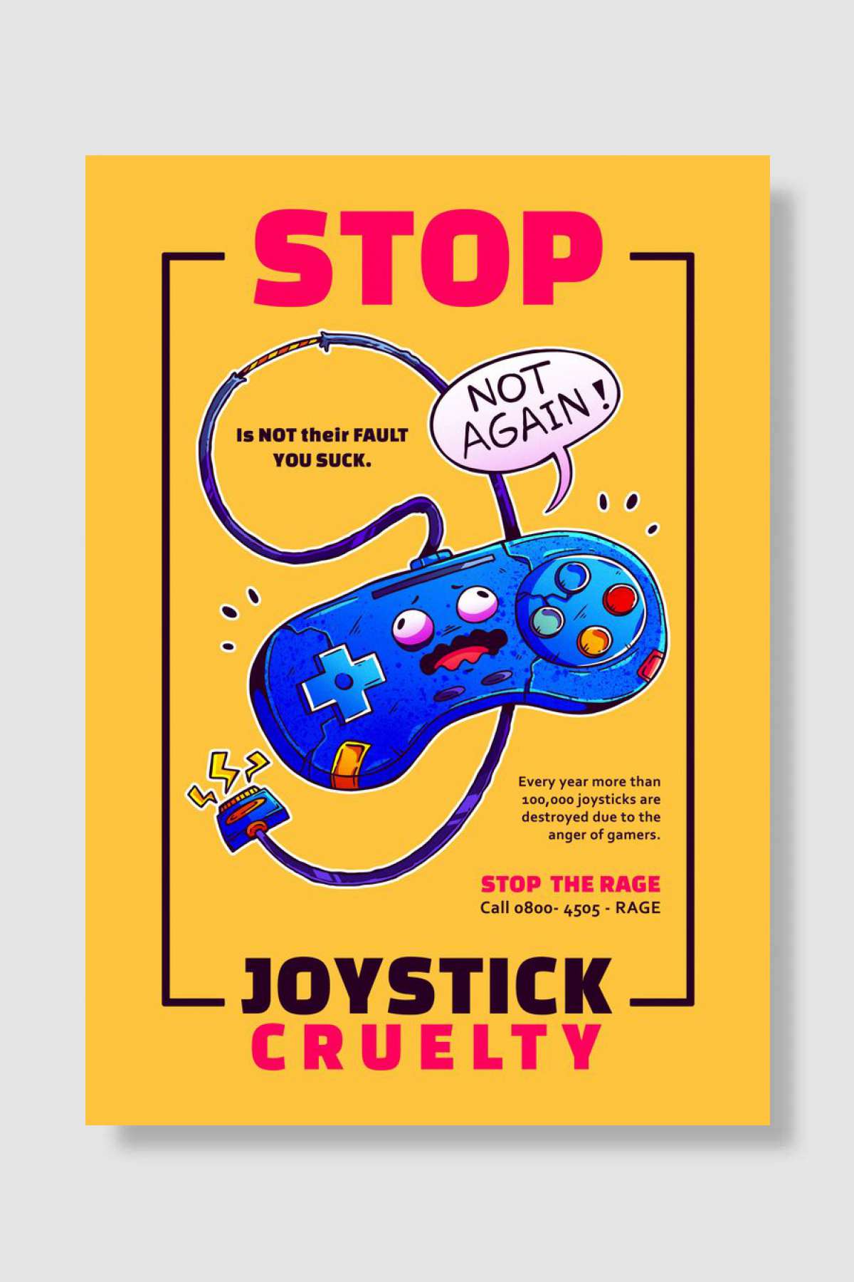 STOP Joystick Cruelty Oyun Poster Çerçevesiz Yüksek Kalite Oyun Afiş Duvar Poster