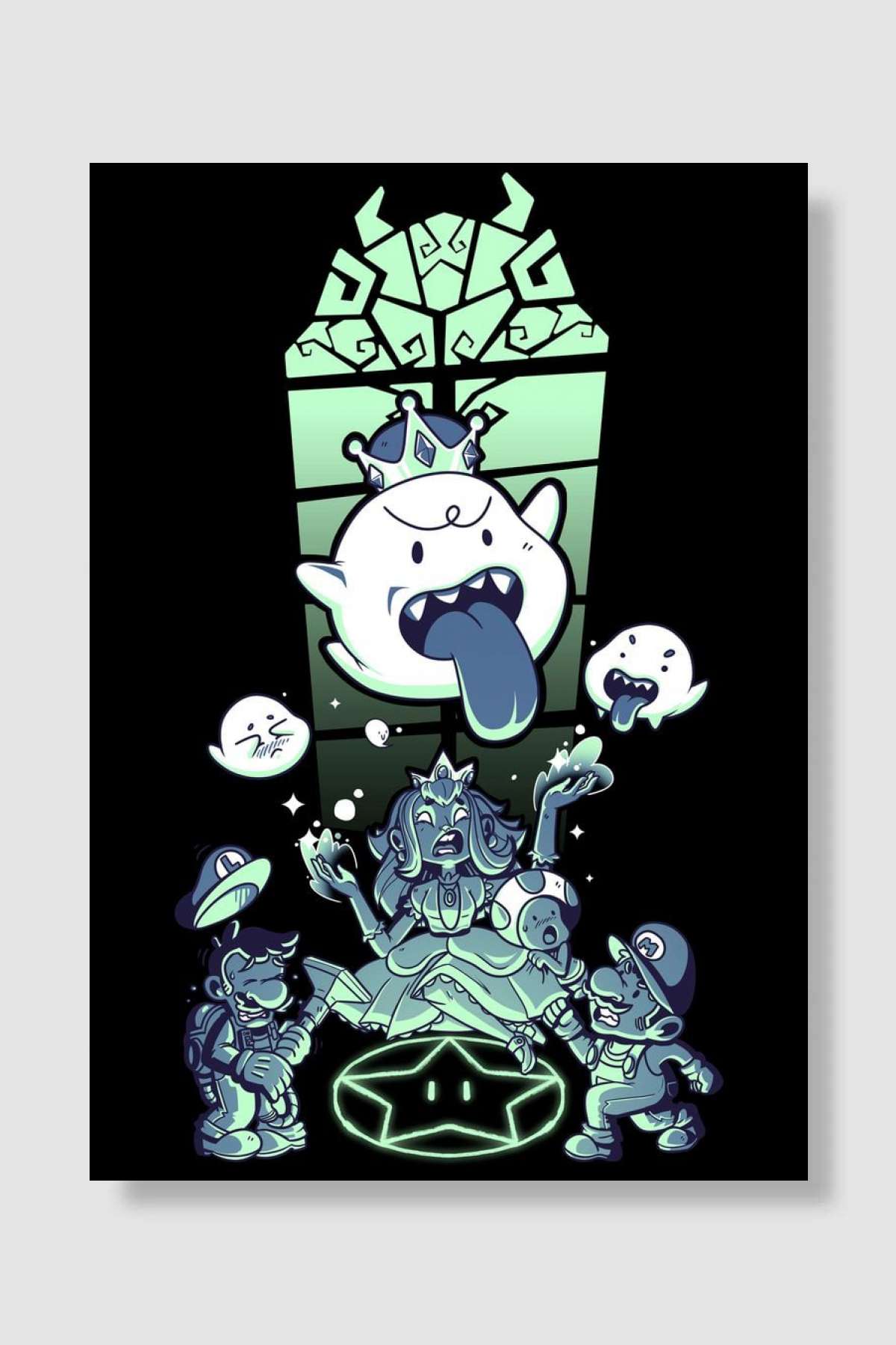 Mario Luigi Boo King NGC Oyun Poster Çerçevesiz Yüksek Kalite Oyun Afiş Duvar Poster