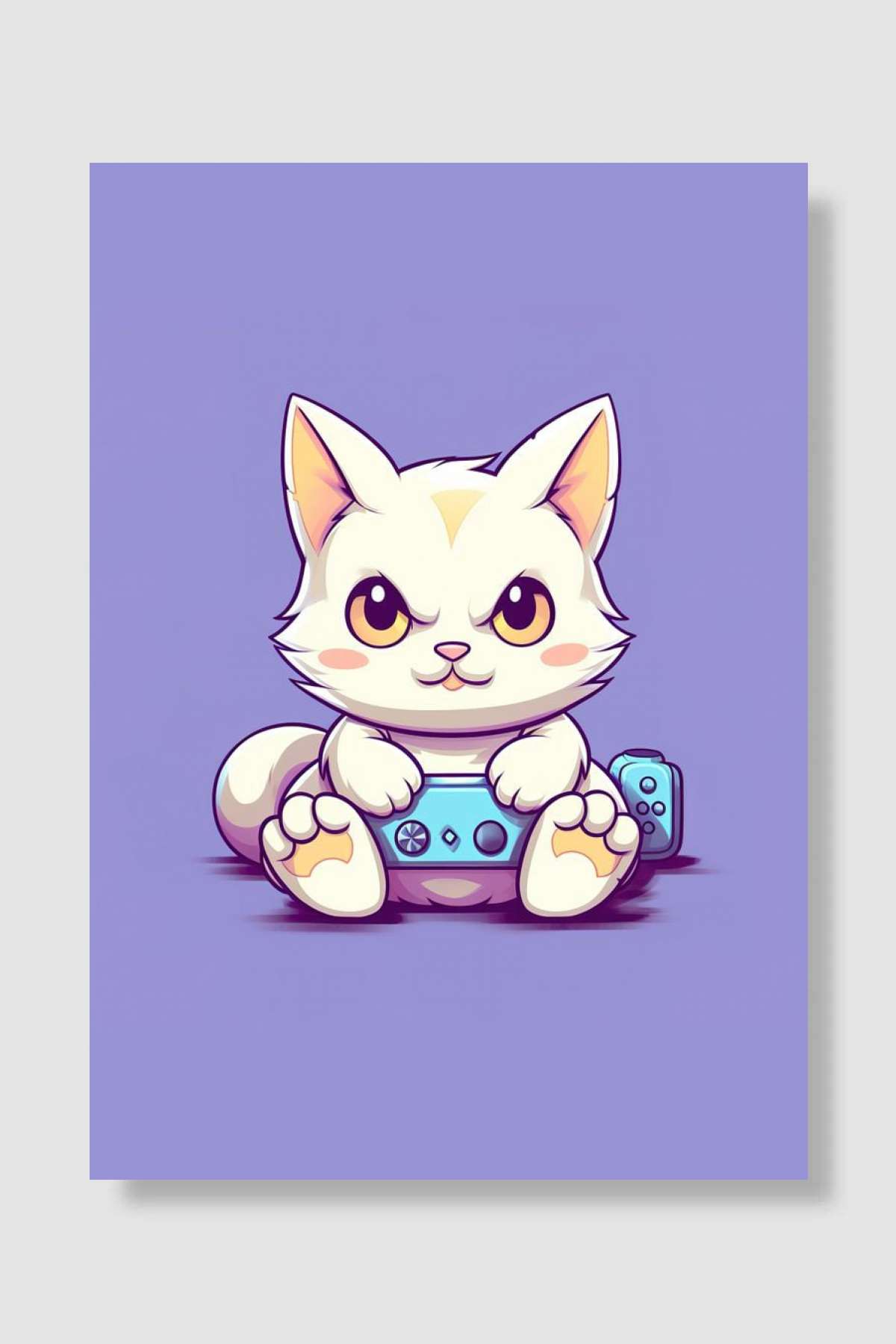gamer cat Oyun Poster Çerçevesiz Yüksek Kalite Oyun Afiş Duvar Poster