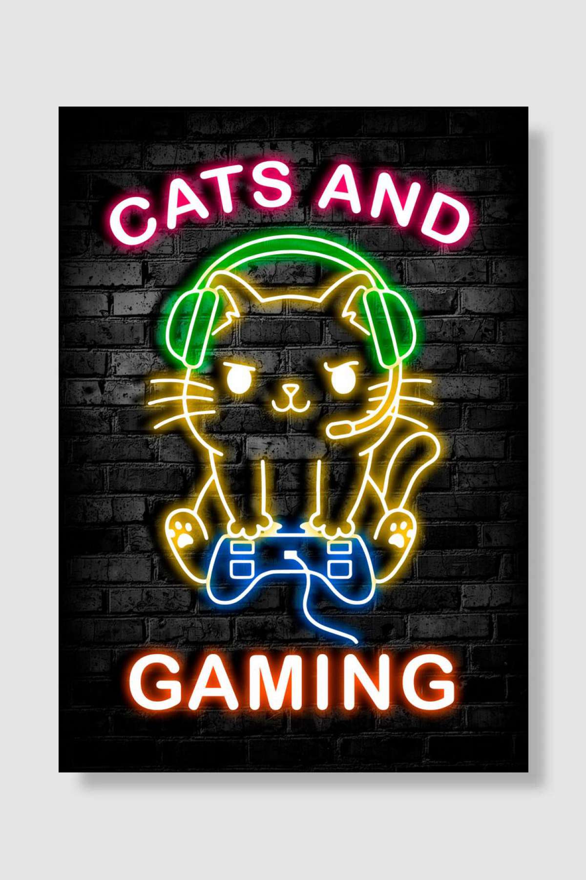 Cats and Gaming Oyun Poster Çerçevesiz Yüksek Kalite Oyun Afiş Duvar Poster
