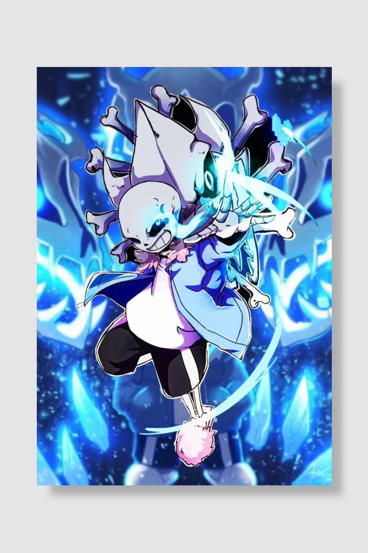 Neon Skull Undertale Oyun Poster Çerçevesiz Yüksek Kalite Oyun Afiş Duvar Poster