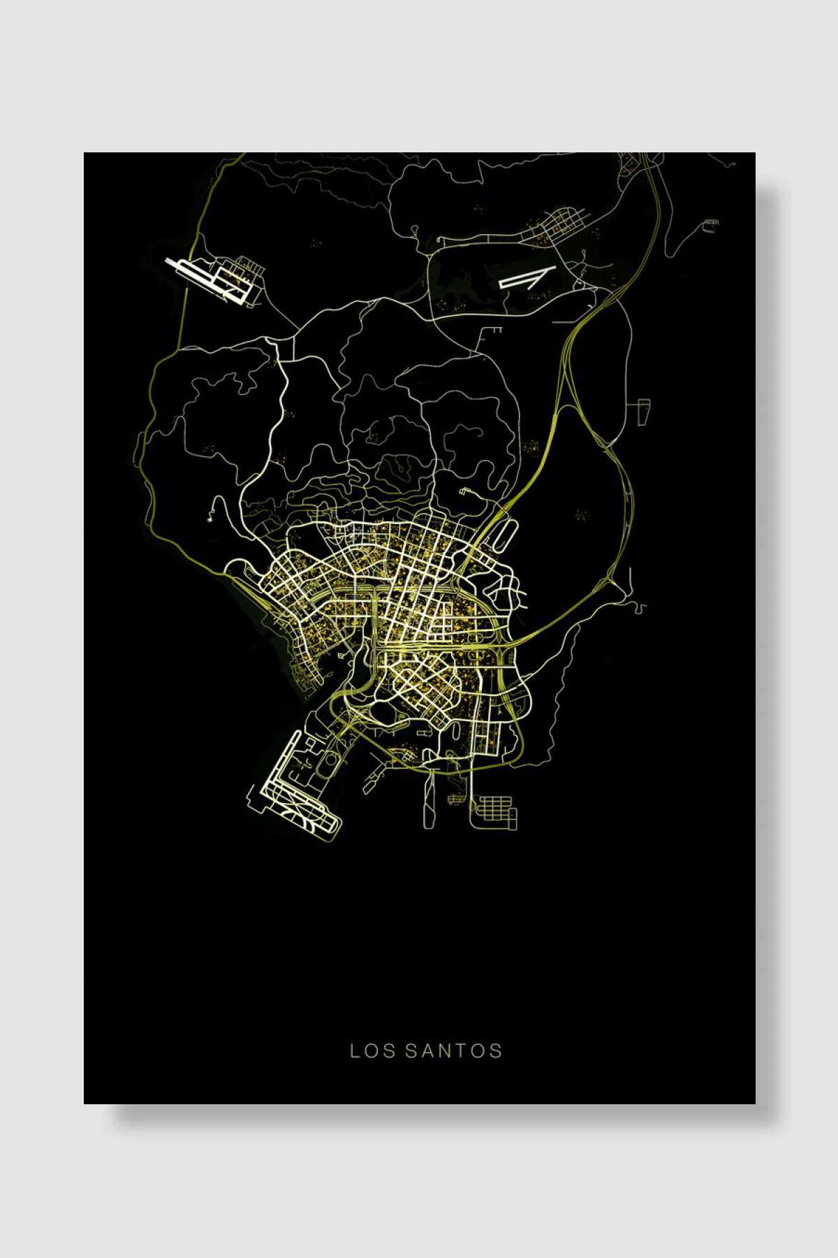 Los Santos Oyun Poster Çerçevesiz Yüksek Kalite Oyun Afiş Duvar Poster