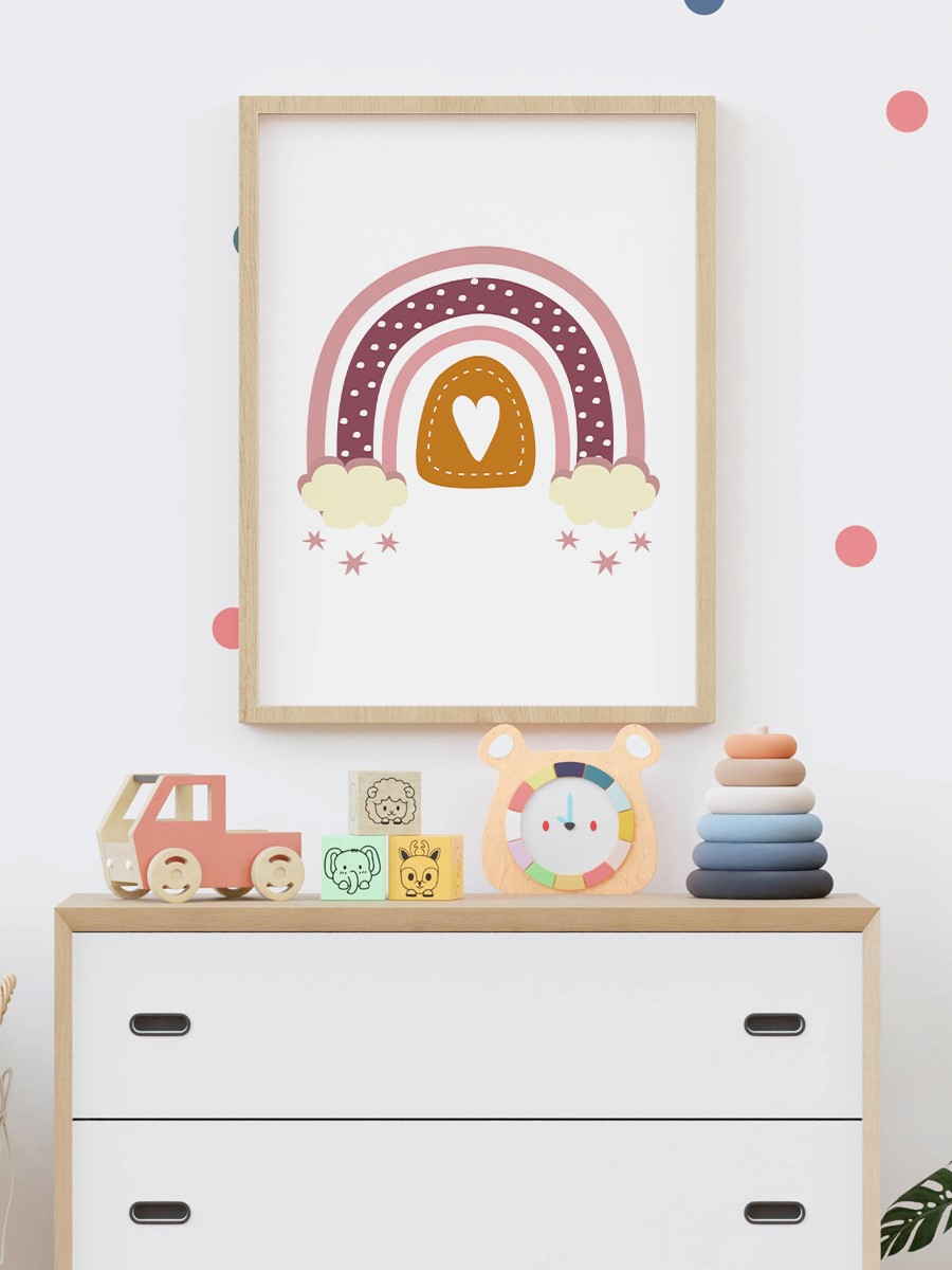 Gökkuşağı Çocuk Odası Duvar Poster, Bebek Odası, Dekoratif Poster Çerçevesiz