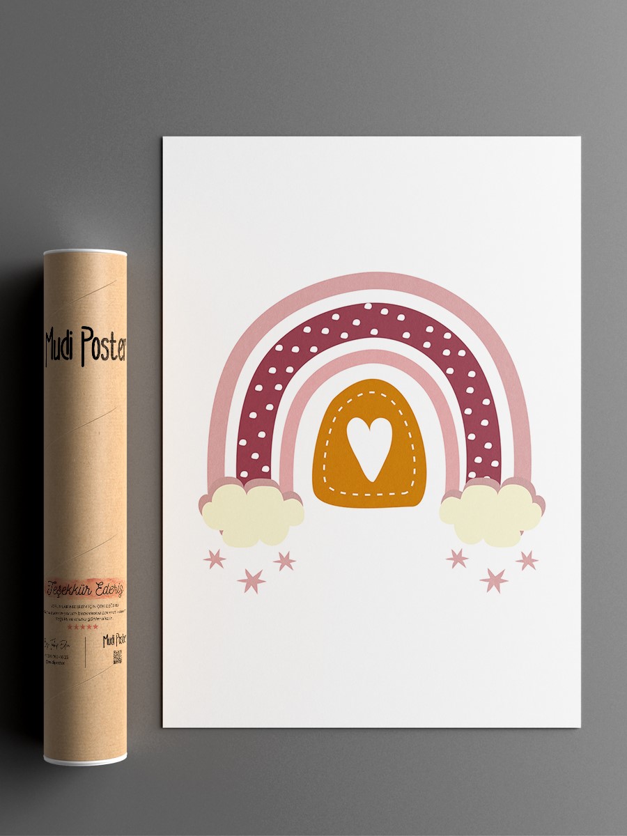 Gökkuşağı Çocuk Odası Duvar Poster, Bebek Odası, Dekoratif Poster Çerçevesiz