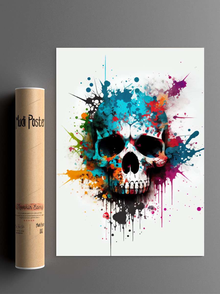 Graffiti Skull Anime Poster Çerçevesiz Yüksek Kalite Anime Duvar Poster