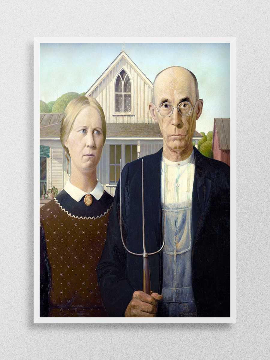 Grant Wood American Gothic Tablo Sanatsal Ünlü Ressam Poster Çerçevesiz Yüksek Kalite Poster