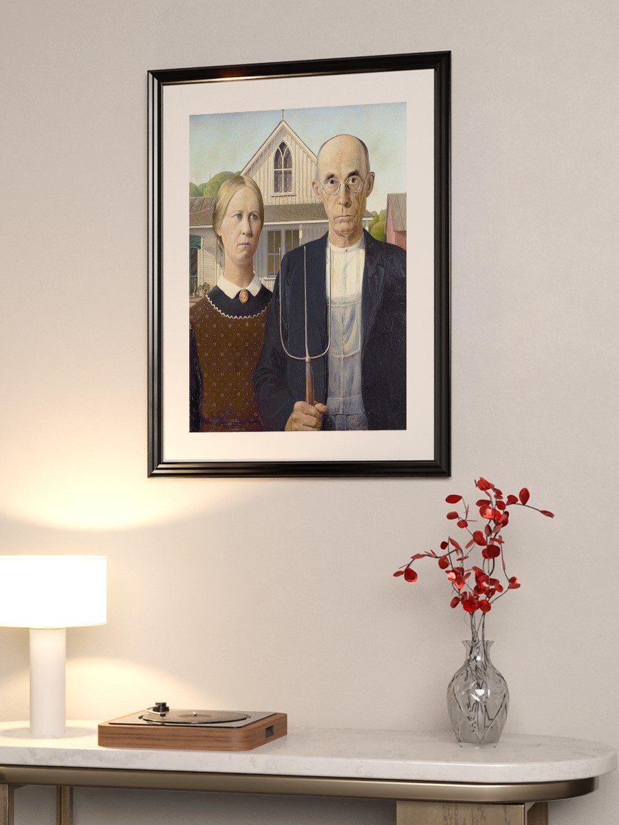 Grant Wood American Gothic Tablo Sanatsal Ünlü Ressam Poster Çerçevesiz Yüksek Kalite Poster