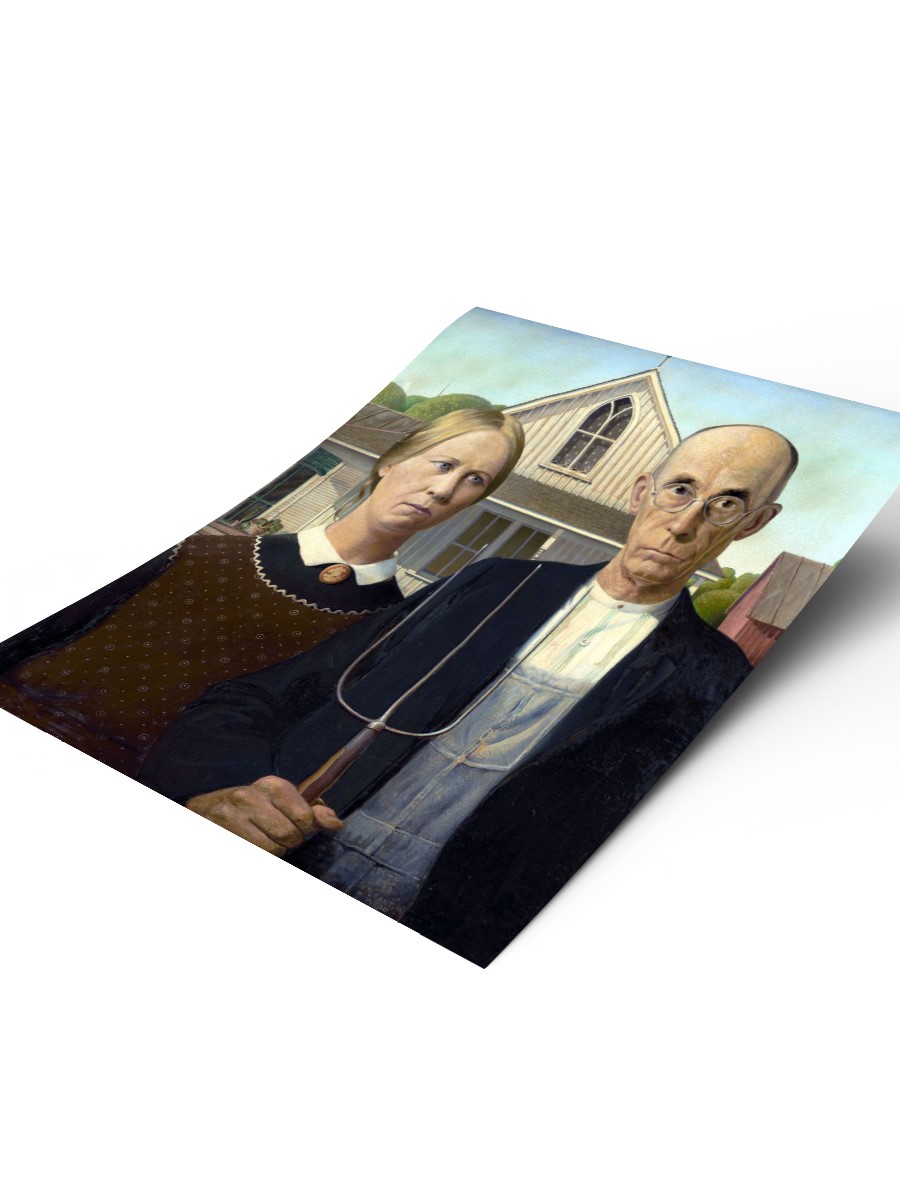 Grant Wood American Gothic Tablo Sanatsal Ünlü Ressam Poster Çerçevesiz Yüksek Kalite Poster