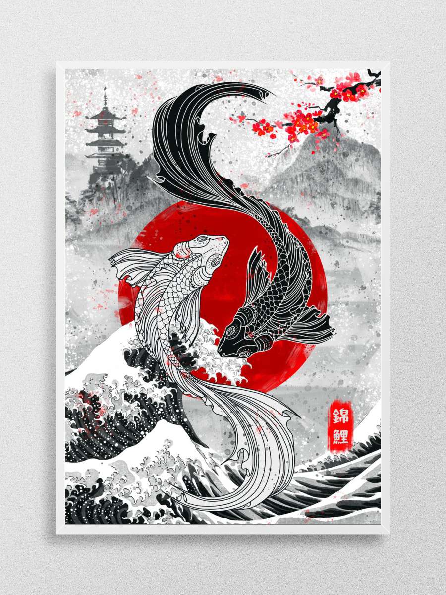 Great Wave KoiFish YinYang Anime Poster Çerçevesiz Yüksek Kalite Anime Duvar Poster