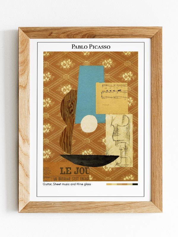 Pablo Picasso Guitar, Sheet music and Wine glass Poster