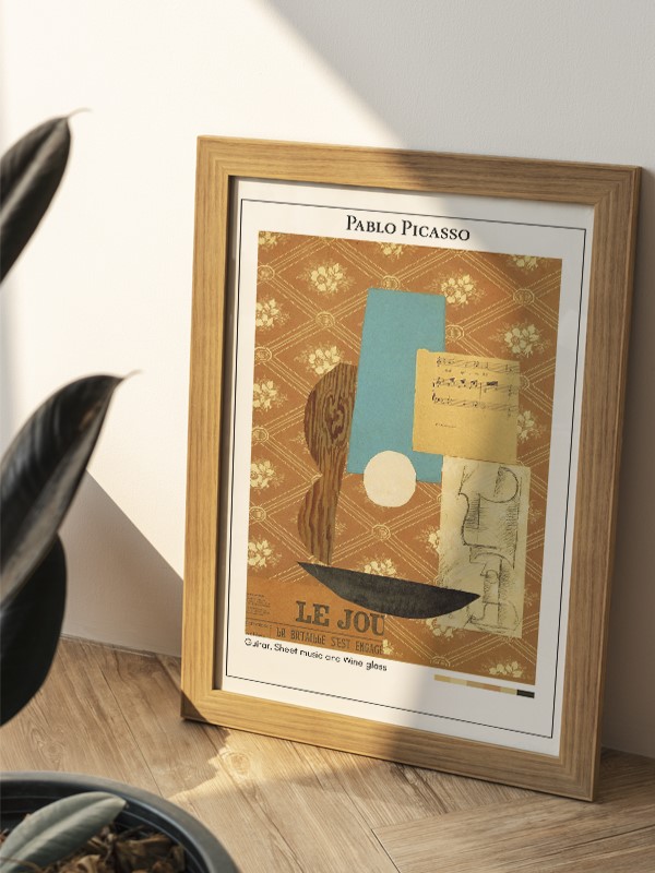 Pablo Picasso Guitar, Sheet music and Wine glass Poster