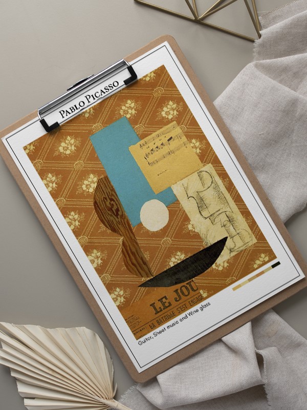 Pablo Picasso Guitar, Sheet music and Wine glass Poster