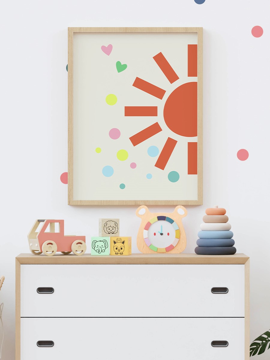 Güneş Çocuk Odası Duvar Poster, Bebek Odası, Dekoratif Poster Çerçevesiz