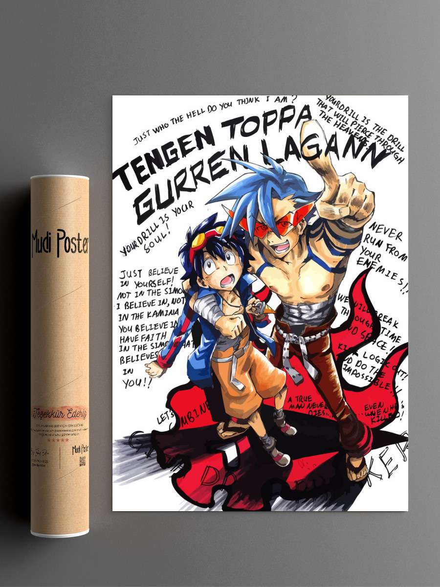Gurren Lagann Art Anime Poster Çerçevesiz Yüksek Kalite Anime Duvar Poster