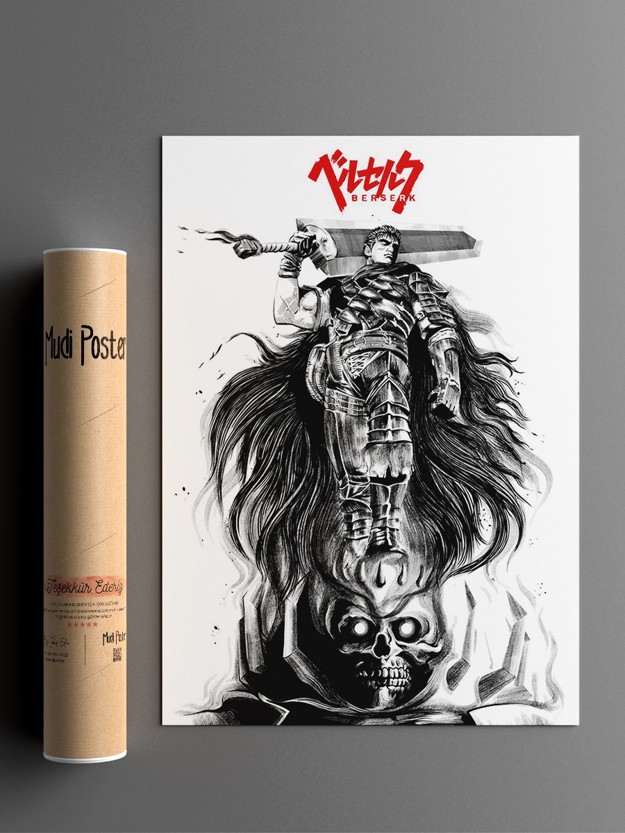 Guts and skull Anime Poster Çerçevesiz Yüksek Kalite Anime Duvar Poster