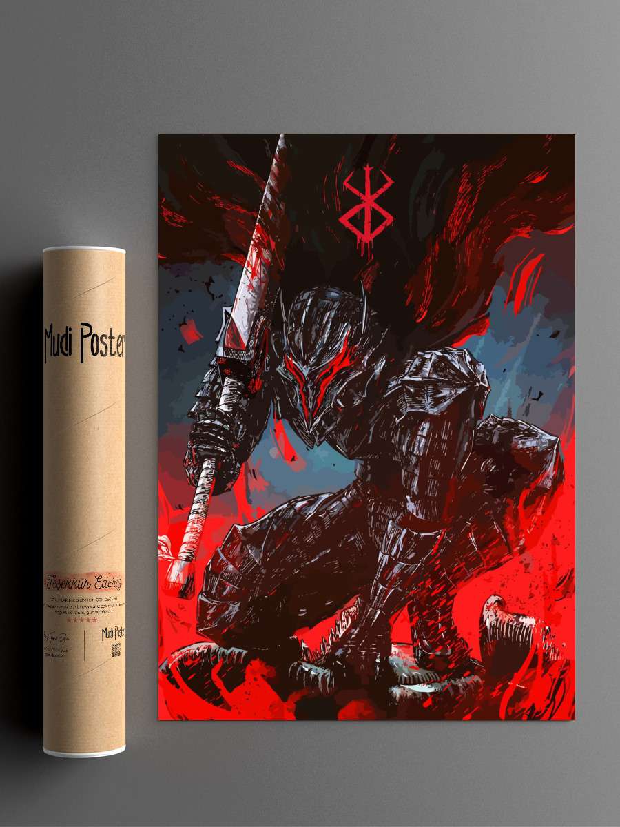 Guts Berserk Anime Poster Çerçevesiz Yüksek Kalite Anime Duvar Poster