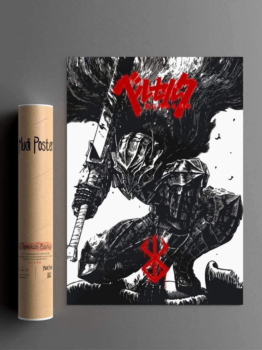 Guts Berserk Anime Poster Çerçevesiz Yüksek Kalite Anime Duvar Poster
