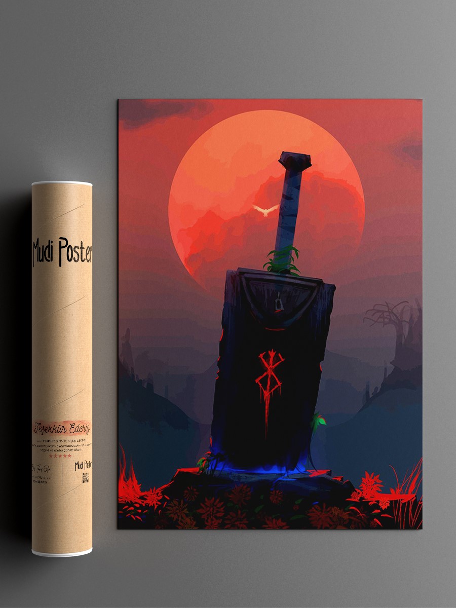 Guts Sword Anime Poster Çerçevesiz Yüksek Kalite Anime Duvar Poster