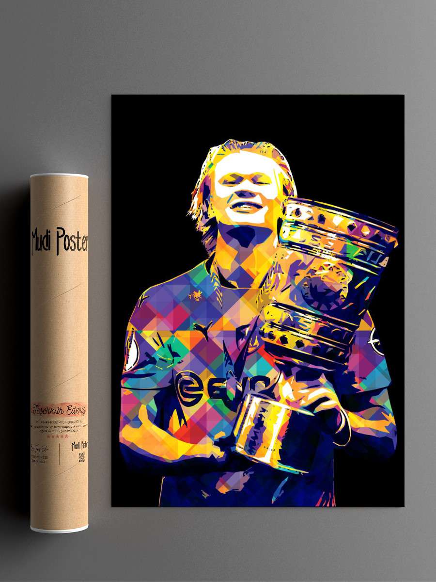 Haaland Futbol Poster Çerçevesiz Yüksek Kalite Futbolcu Duvar Poster