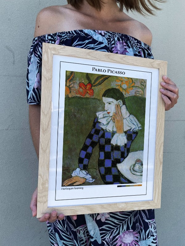 Pablo Picasso Harlequin leaning Poster