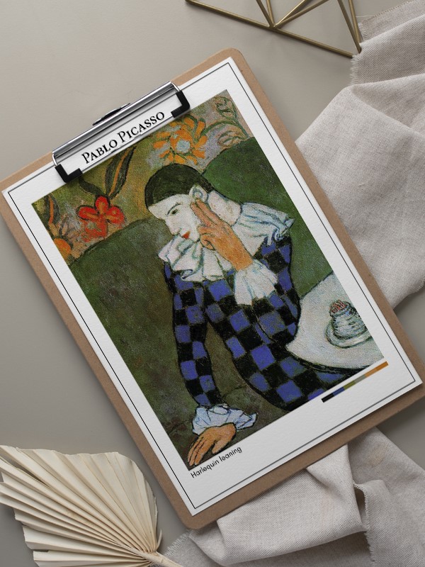 Pablo Picasso Harlequin leaning Poster