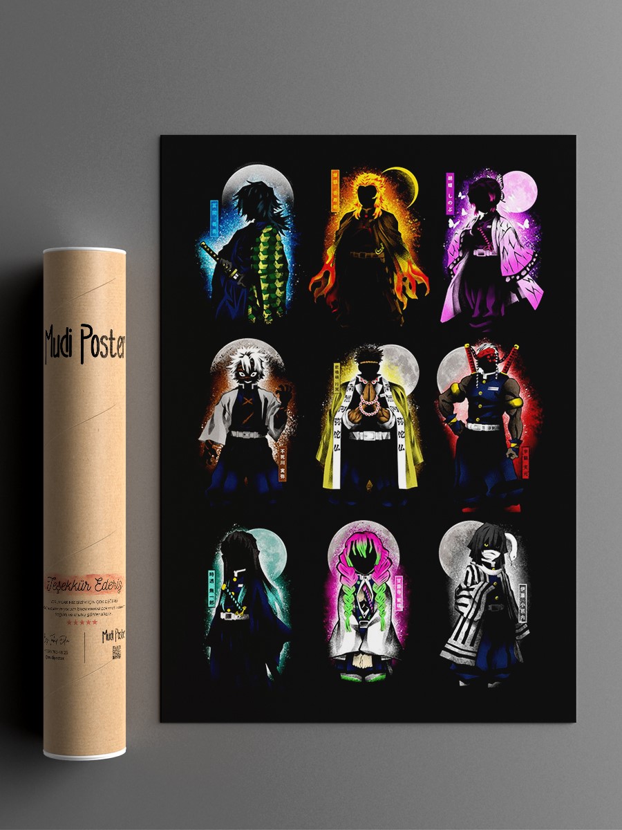 Hashira Pillars 2 Anime Poster Çerçevesiz Yüksek Kalite Anime Duvar Poster