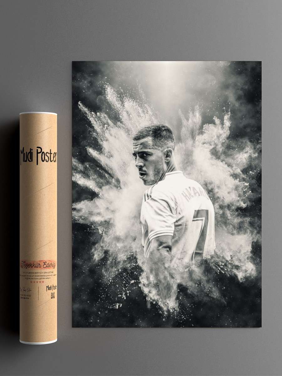 Hazard Illustration Futbol Poster Çerçevesiz Yüksek Kalite Futbolcu Duvar Poster