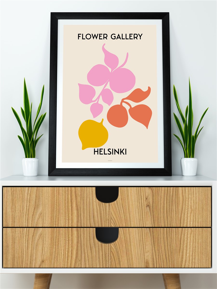 Helsinki Soyut Çiçek Modern Poster Çerçevesiz Duvar Tablosu Sanatsal Poster