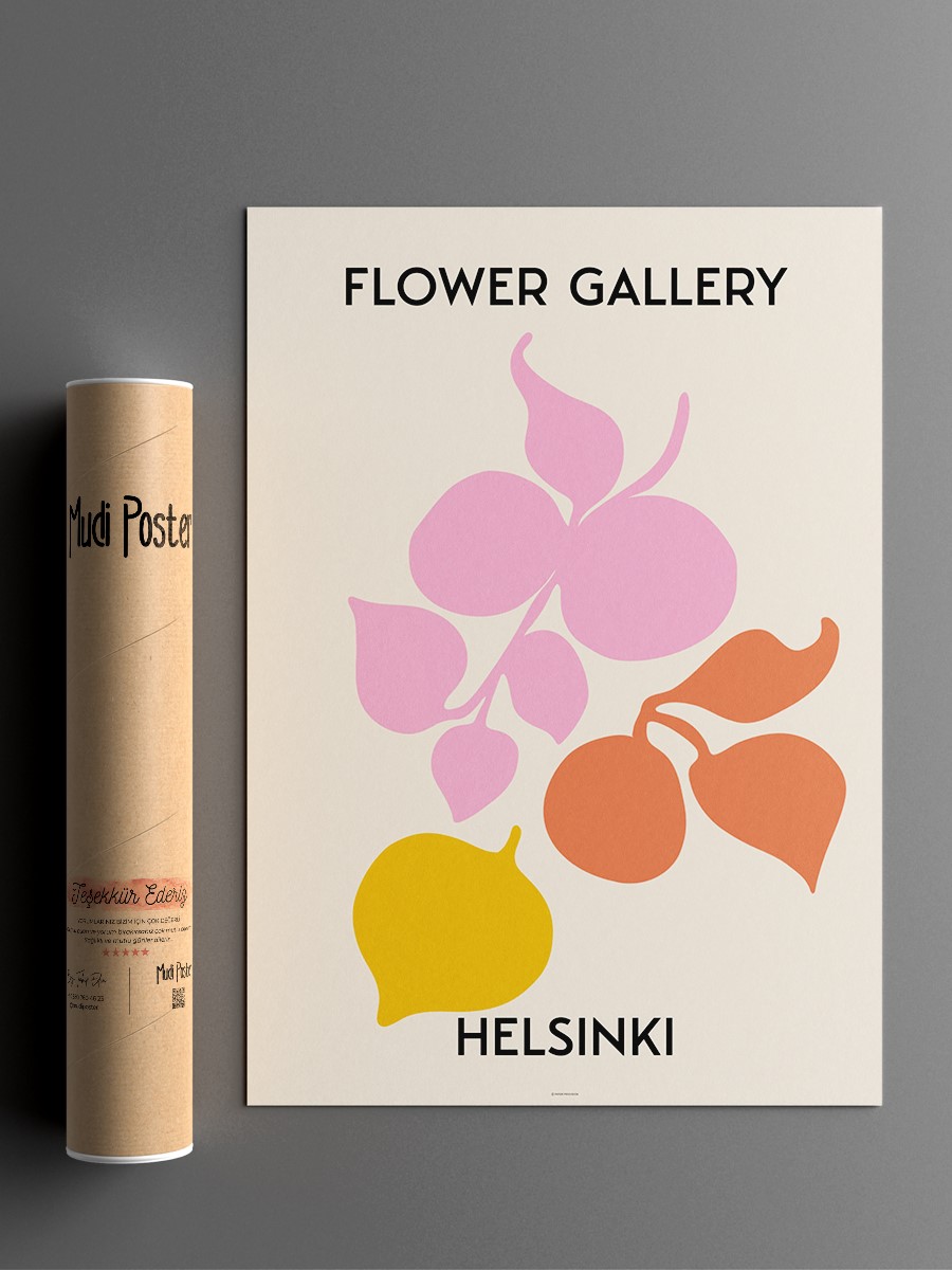 Helsinki Soyut Çiçek Modern Poster Çerçevesiz Duvar Tablosu Sanatsal Poster