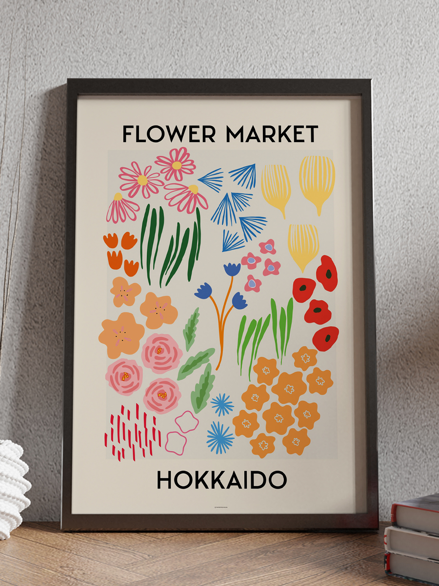 Hokkaido Çiçek Temalı Modern Poster Çerçevesiz Duvar Tablosu Sanatsal Poster