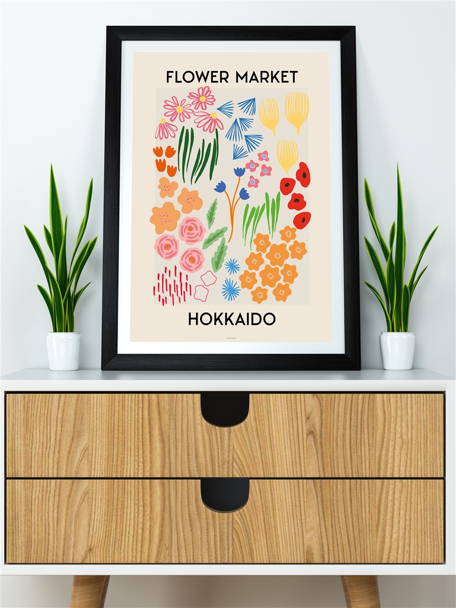 Hokkaido Çiçek Temalı Modern Poster Çerçevesiz Duvar Tablosu Sanatsal Poster