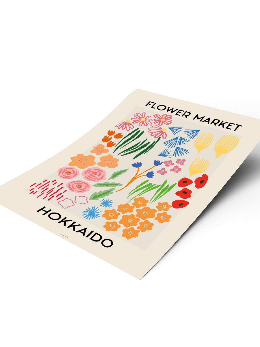 Hokkaido Çiçek Temalı Modern Poster Çerçevesiz Duvar Tablosu Sanatsal Poster