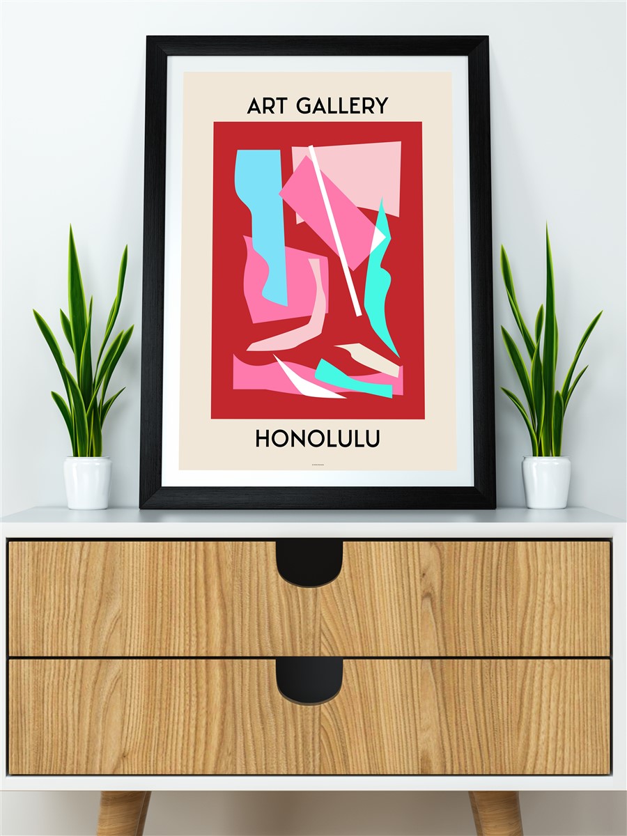 Honolulu Soyut Modern Poster Çerçevesiz Duvar Tablosu Sanatsal Poster