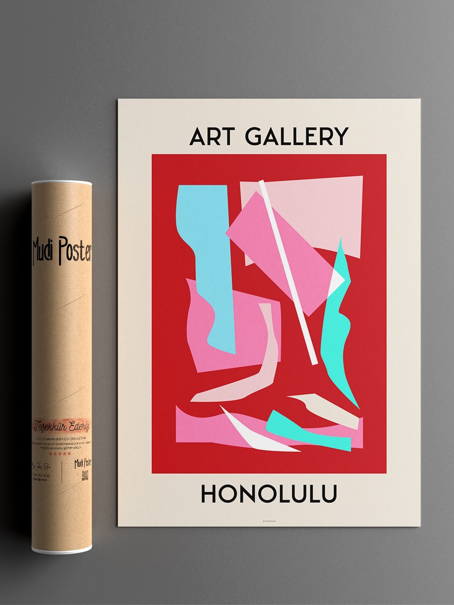 Honolulu Soyut Modern Poster Çerçevesiz Duvar Tablosu Sanatsal Poster