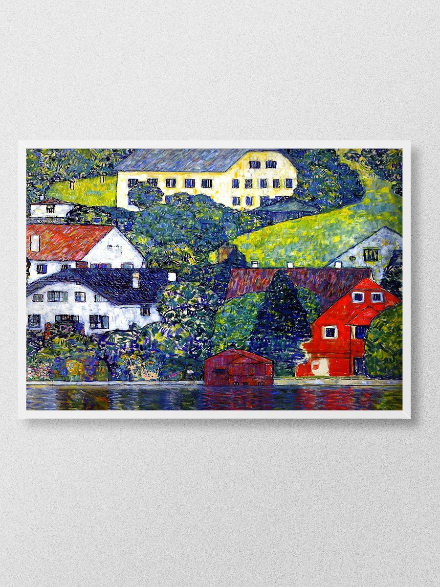 Houses at Unterach Tablo Sanatsal Ünlü Ressam Poster Çerçevesiz Yüksek Kalite Poster - En İyi Fiyatlarla