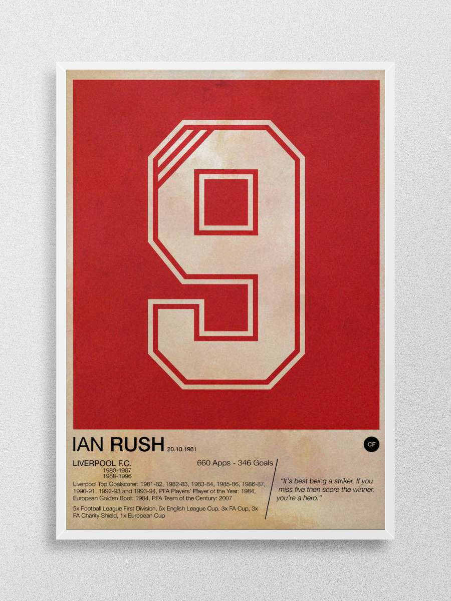 Ian Rush Futbol Poster Çerçevesiz Yüksek Kalite Futbolcu Duvar Poster