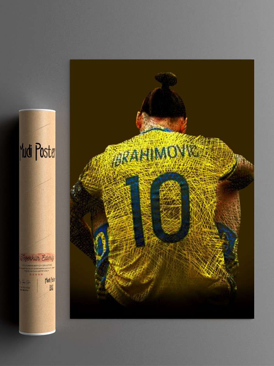 Ibrahimovic Scribelle Futbol Poster Çerçevesiz Yüksek Kalite Futbolcu Duvar Poster
