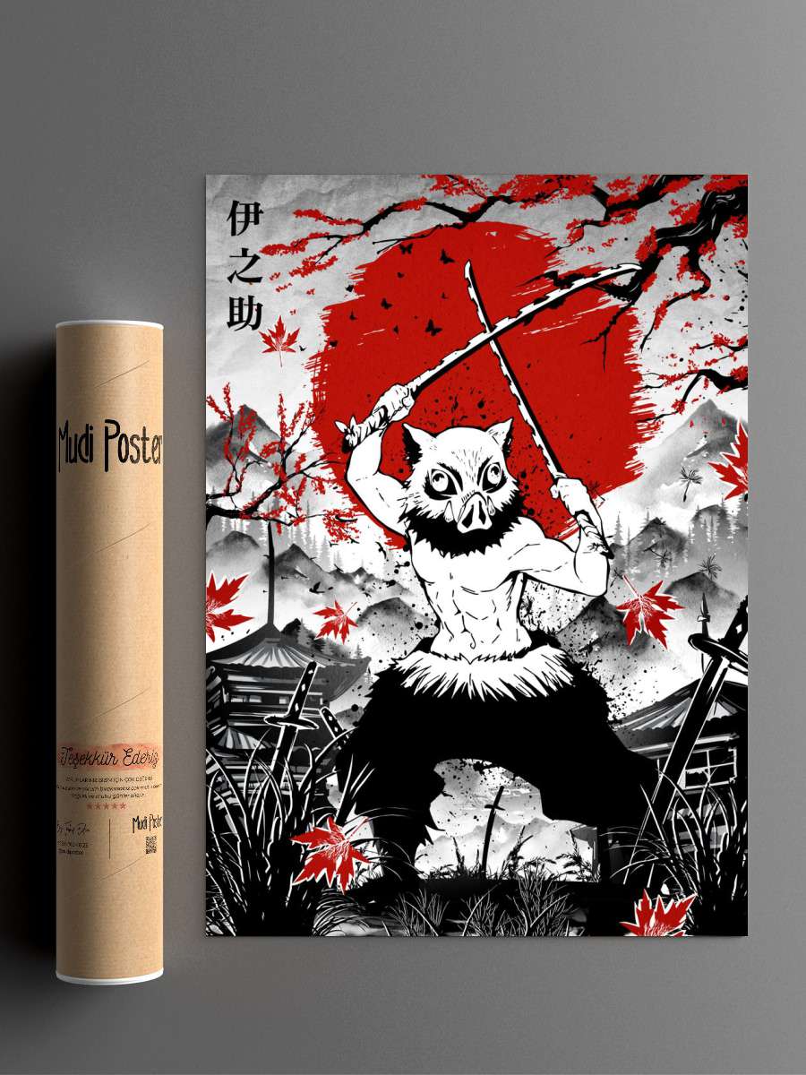Inosuke Demon Slayer Anime Poster Çerçevesiz Yüksek Kalite Anime Duvar Poster