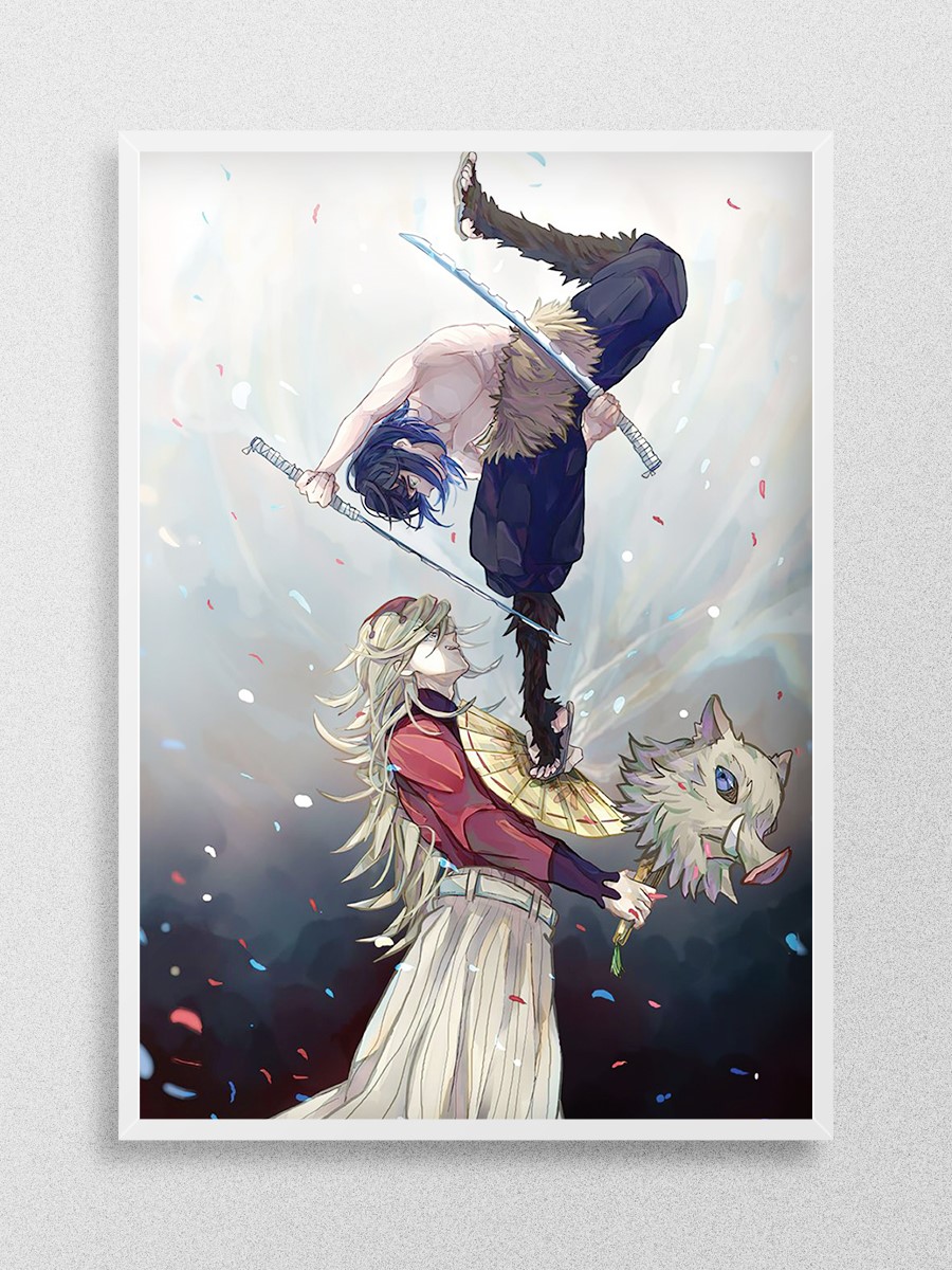 Inosuke Hashibira Demonsla Anime Poster Çerçevesiz Yüksek Kalite Anime Duvar Poster