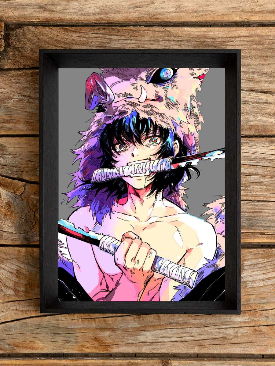 Inosuke Hashibira Swords Anime Poster Çerçevesiz Yüksek Kalite Anime Duvar Poster
