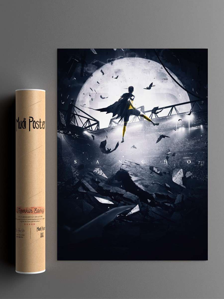 Jadon Sancho Futbol Poster Çerçevesiz Yüksek Kalite Futbolcu Duvar Poster