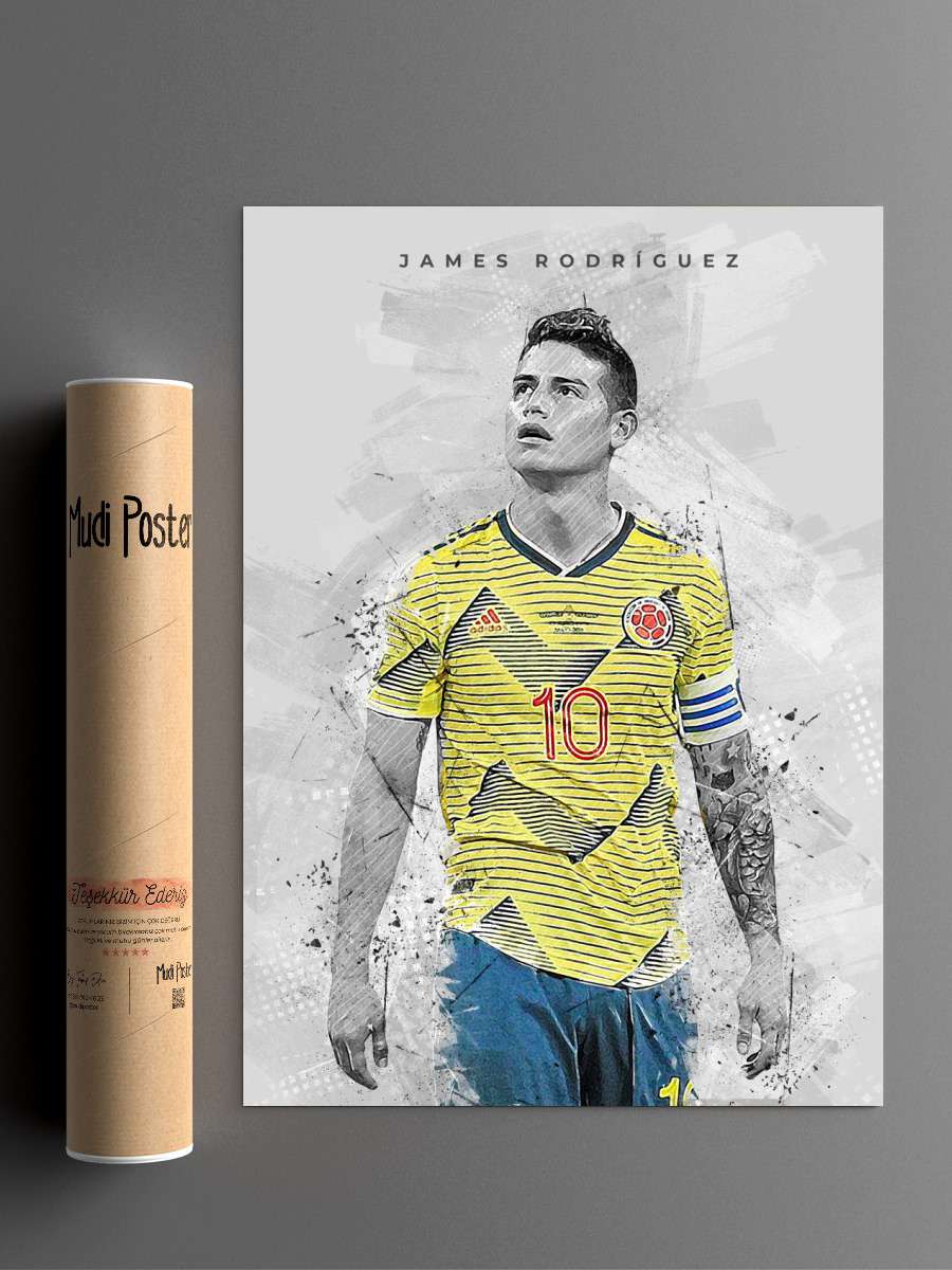 James Rodriguez Futbol Poster Çerçevesiz Yüksek Kalite Futbolcu Duvar Poster