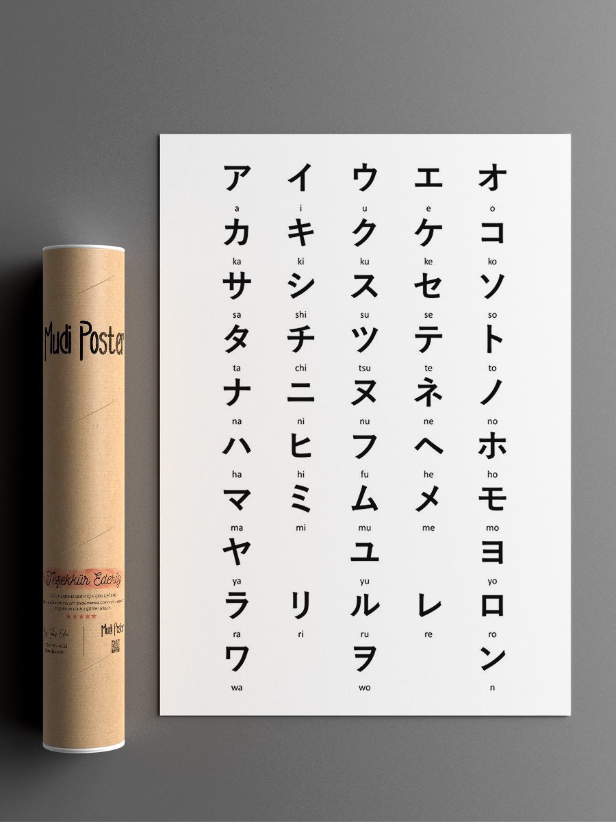 Japanese Katakana Table Anime Poster Çerçevesiz Yüksek Kalite Anime Duvar Poster